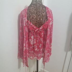 Victoria's secret Red floral babydoll Set Size M/L